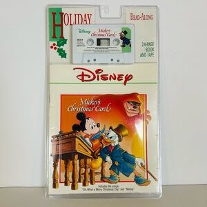 Vintage 1991 Disney Holiday Read Along Mickey's Christmas Carol Book & Cassette